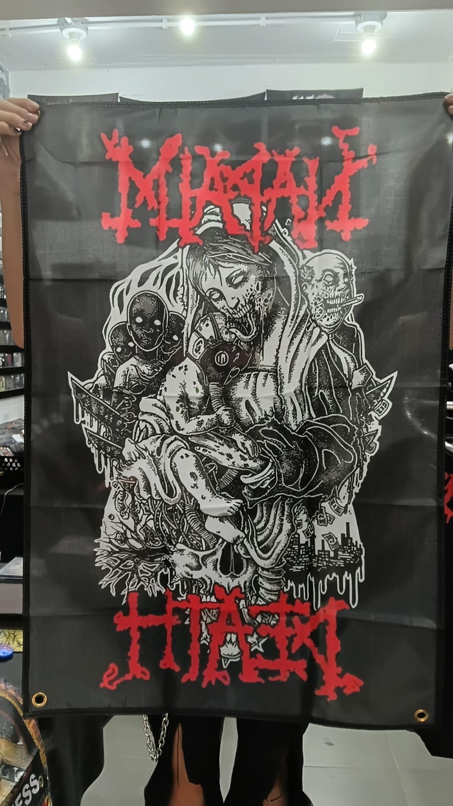 Napalm Death - Logo Vermelho (BANDEIRA COM ILHÓS)